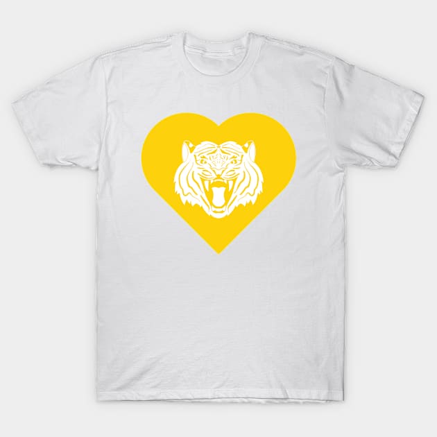 Tiger Mascot Cares Yellow T-Shirt by College Mascot Designs